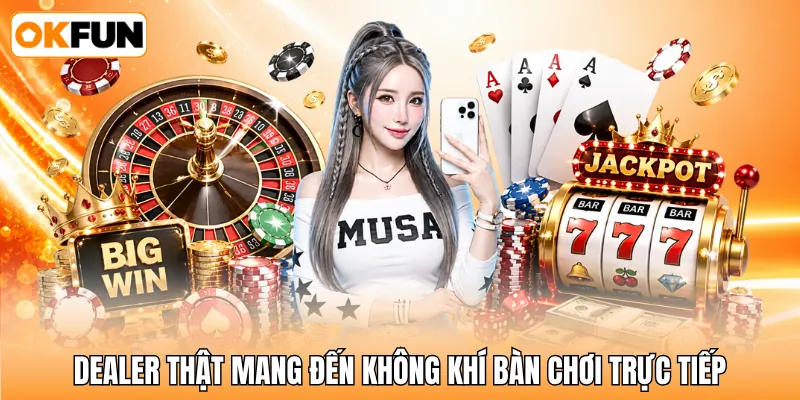 Dealer thật mang đến không khí bàn chơi trực tiếp